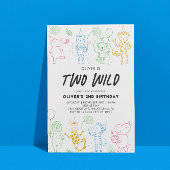 Droomstige Tekenfeest Dieren 2de Verjaardag Kaart