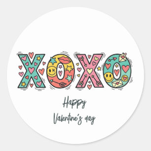 Droomstige "XOXO"Harten Fijne Valentijnsdag Ronde Sticker