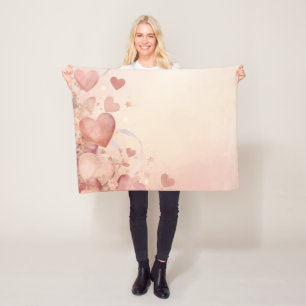 Droomstof Roze Hart Cascade Abstract Fleece Deken