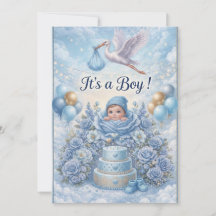 Droomstout Het is een Jongen Ooievaar Baby Shower