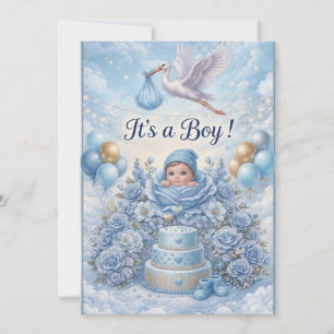 Droomstout Het is een Jongen Ooievaar Baby Shower Kaart