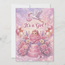 Droomstout Het is een meisje Ooievaar Baby Shower