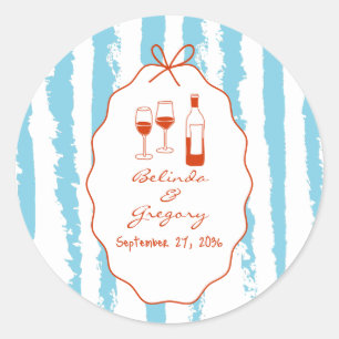 Droomstrepen handgeschilderde wedding bruiloft ronde sticker