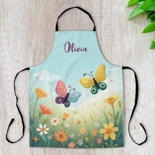 Droomtuin met vlinders in zachte pastelkleuren schort