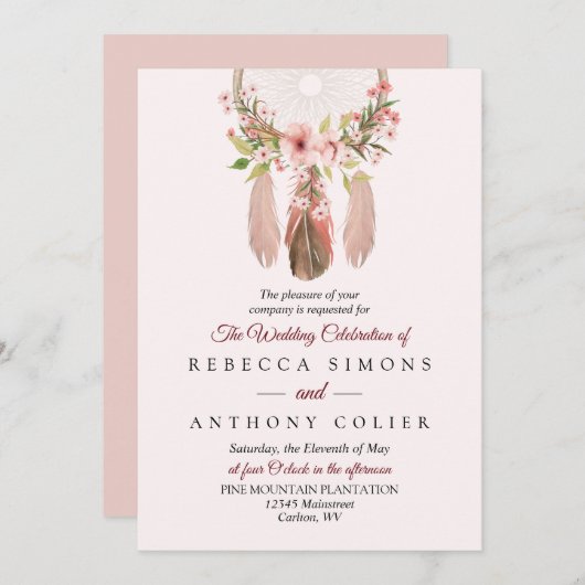 droomvanger | Aangepaste bruiloft uitnodigingen (Voorkant / Achterkant)