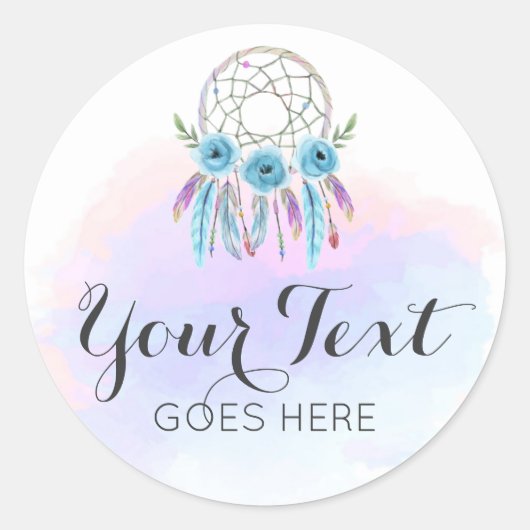 Droomvanger Waterverf Veren Rustieke Boho Chic Ronde Sticker (Voorkant)