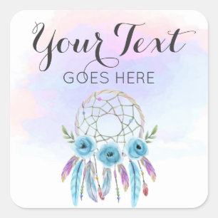 Droomvanger Waterverf Veren Rustieke Boho Chic Vierkante Sticker