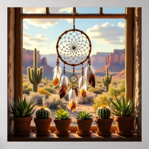 Droomvanger, Woestijncanyons, Cactussen Poster
