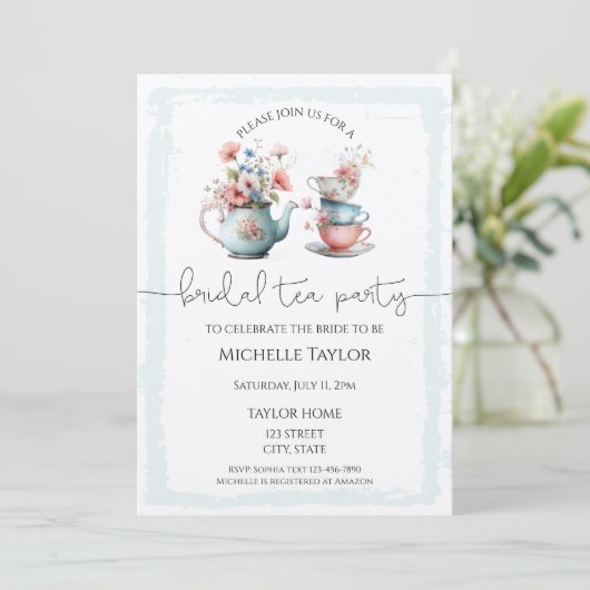 Droomvolle Waterverf Thee Bruiloft Uitnodiging (Staand voorkant)