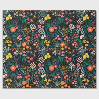 Droomvolle Wilde Bloem Donkere Tuin Folk Print Cadeaupapier