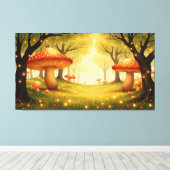 Droomwereld Muur Kunst Rood Paddenstoelen Bos Canvas Afdruk (Insitu (Houten vloer))