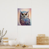 Droomy Fantasy Uil Zachte Pastel Kleuren Poster (Keuken)