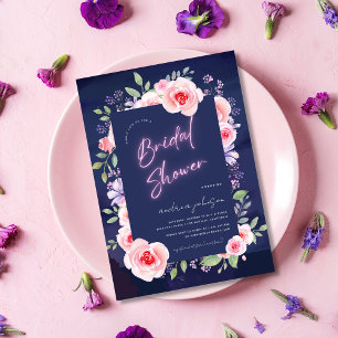 Droomy Modern Floral Fantasy Neon Vrijgezellenfees Kaart