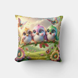 Droomzieke Trio van Lente Zangvogels Kussen
