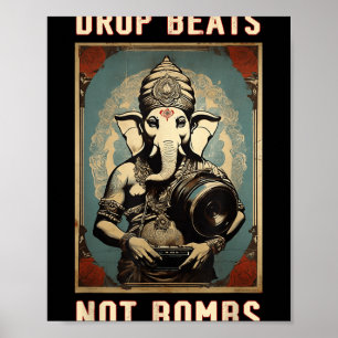 Drop Beats niet bommen anti-oorlog Ganesha Ganapat Poster