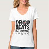 Drop Beats Not Bombs Schattigee mascotte T-shirt (Voorkant)