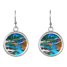 Drop earringen: "Memory", cerulean abstract