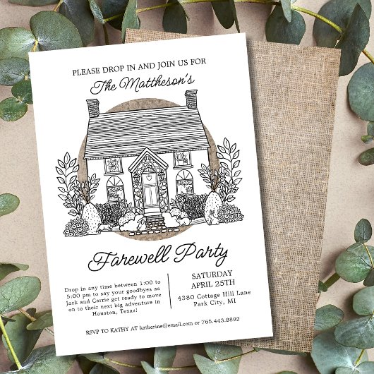 Drop In Schattige Huis Afscheidsfeest Kaart