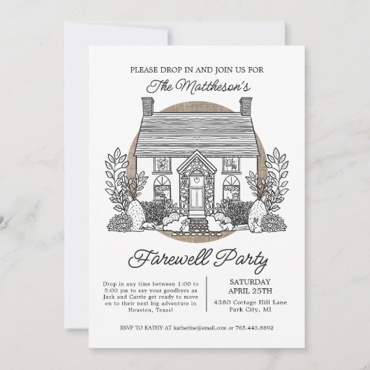 Drop In Schattige Huis Afscheidsfeest Kaart (Voorkant)