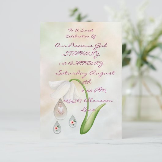 droplets de fées blanches 1 carte d'anniversaire (Debout devant)