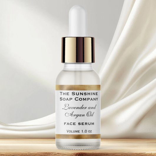 Dropper blanc & or / étiquette bouteille d'huile e