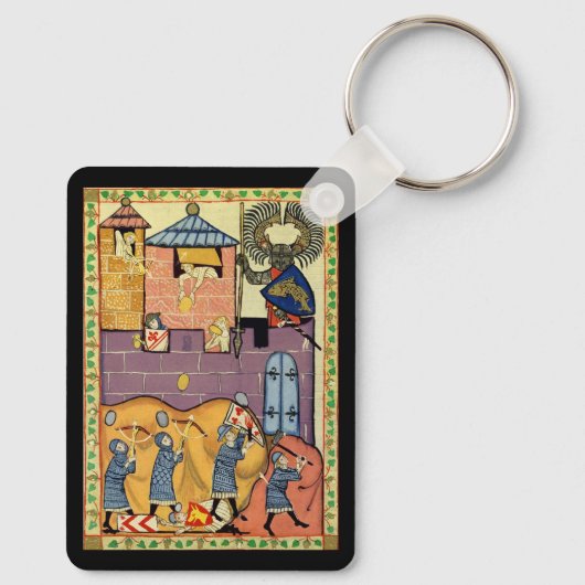 Dropping Rocks, 14e-eeuwse Codex Manesse Sleutelhanger (Achterkant)