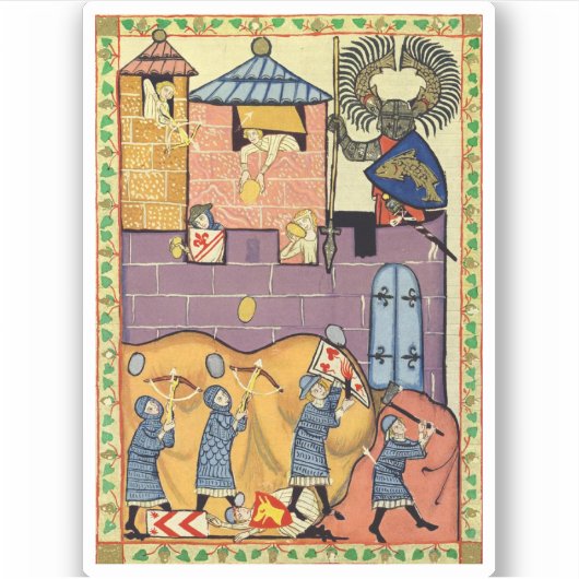 Dropping Rocks, 14e-eeuwse Codex Manesse Sticker (Voorkant)