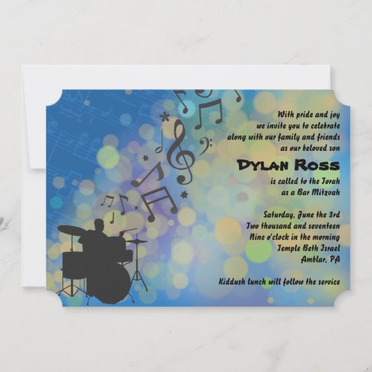 DROUMMER BOY Bar Mitzvah Invitation (Devant)