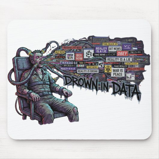 Drown In Data – Cyberpunk Anti-Media Brainwash Muismat (Voorkant)
