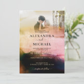 Droy Cream Black Abstract Photo Overlay Wedding Kaart (Staand voorkant)