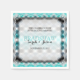 Droy Sparkle Aqua Blue Wedding Paper Napkins Servetten