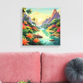 Droy Tropical Sunset Canvas Afdruk (Insitu (Woonkamer))