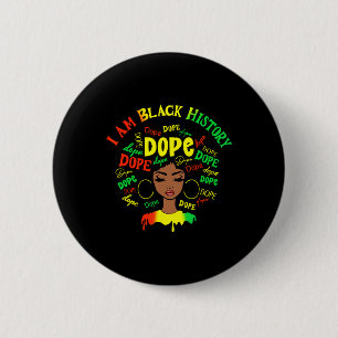Drug Ik Ben Zwarte Geschiedenis Afro Vrouwen Junet Ronde Button 5,7 Cm