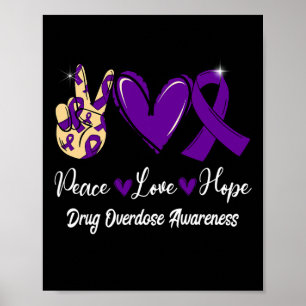 Drug Overdosering Vredesliefde Hoop Paarse rib Poster