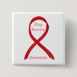 Drug Recovery Awareness Ribbon Custom Pin Vierkante Button 5,1 Cm