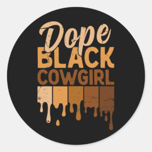Drug Zwarte Cowgirl Melanine Afrikaanse Rodeo Zwar Ronde Sticker
