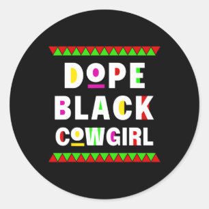 Drugs Zwart Cowgirl Paardenrug Afro-Amerikaans Zwa Ronde Sticker