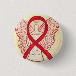 Drugverslaving Ribbon Angel - Aangepaste pin Ronde Button 3,2 Cm