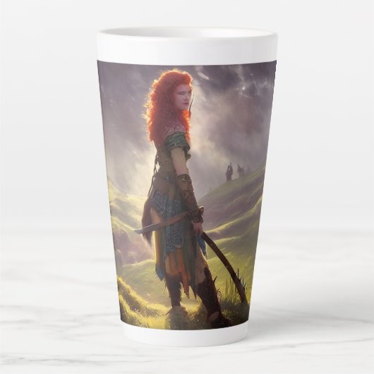 Druid Warrior Princess Fantasy Art Latte Mok (Voorkant)