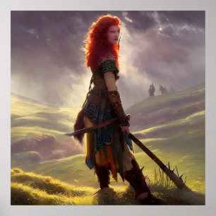 Druid Warrior Princess Fantasy Art Poster