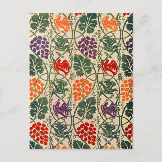 Druif en Wijnstok Behang Patroon Briefkaart (Voorkant)