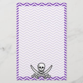 Druif Paarse Chevron Stripes; Jolly Roger Briefpapier (Voorkant)