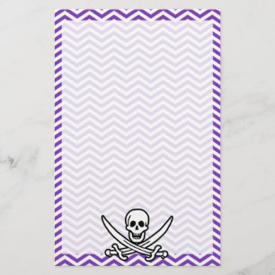 Druif Paarse Chevron Stripes; Jolly Roger Briefpapier