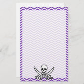 Druif Paarse Chevron Stripes; Jolly Roger Briefpapier (Voorkant / Achterkant)