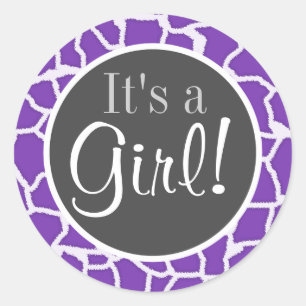 Druif Paarse Giraffe Dierenprint Ronde Sticker