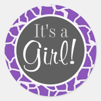 Druif Paarse Giraffe Dierenprint Ronde Sticker