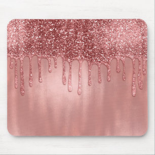 Druipend in roze gouden glitter mooie roze druppel muismat