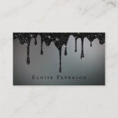 druipend zwart glitter visitekaartje (Voorkant)