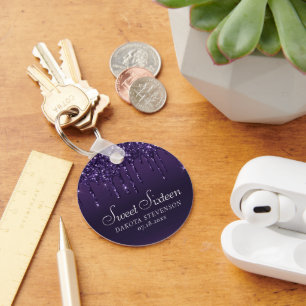 Druipende Chic Glitters Lavendel Paarse Shower Sleutelhanger