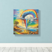 druipende regenboog canvas afdruk (Insitu (Houten vloer))